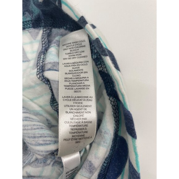 Chicos Weekends Womens Large Hooded Zip-Up Sweater Blue Green Tropical Print - Picture 5 of 7